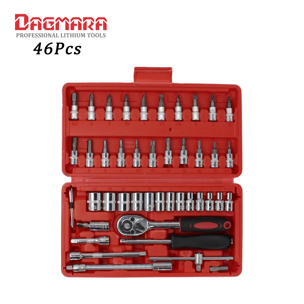 Dagmara Kunci Socket Wrench Pas Socket Set 1/4 Car Repair Tool 46 pcs