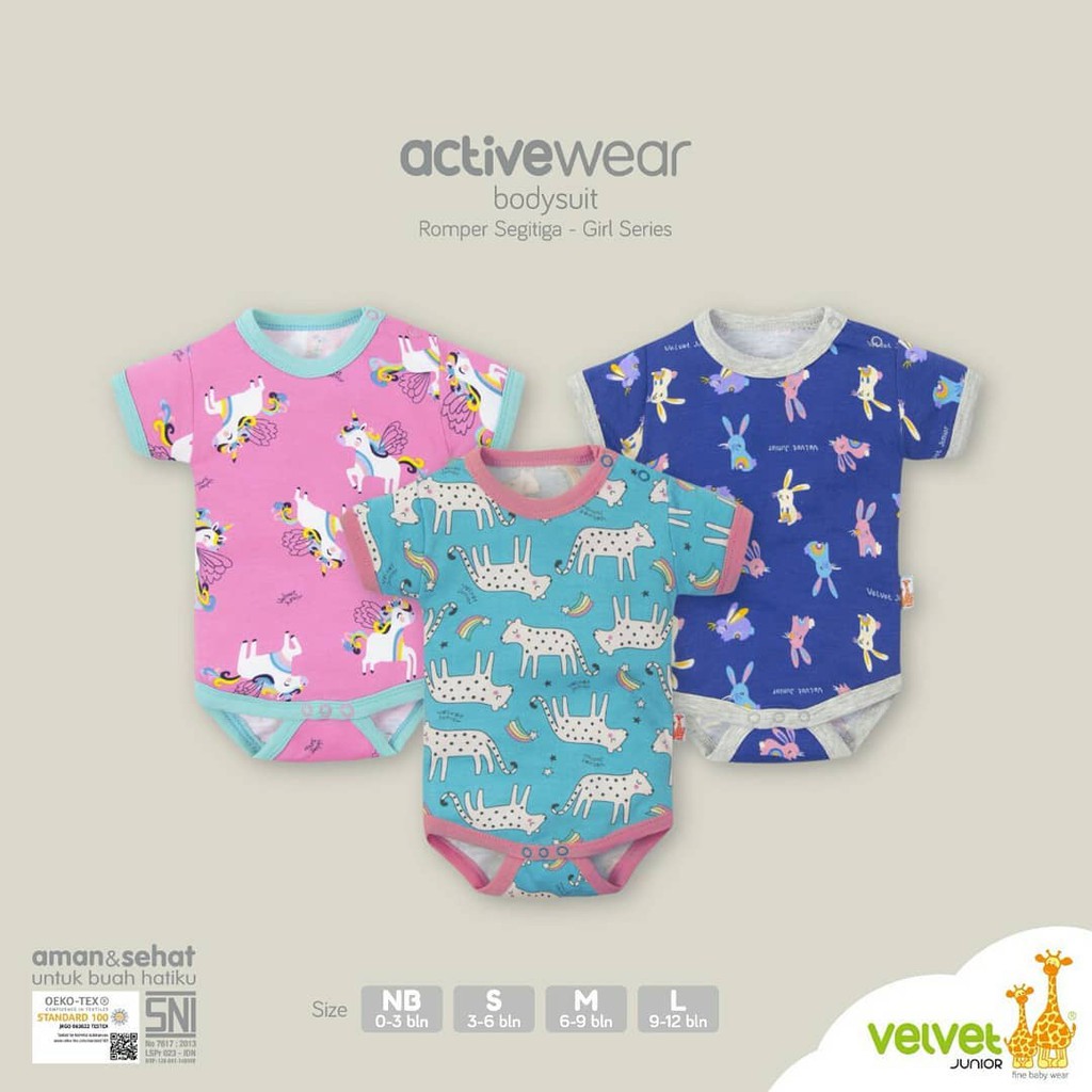 Velvet Junior Activewear Bodysuit Romper Segitiga &amp; Segiempat Girl Edition