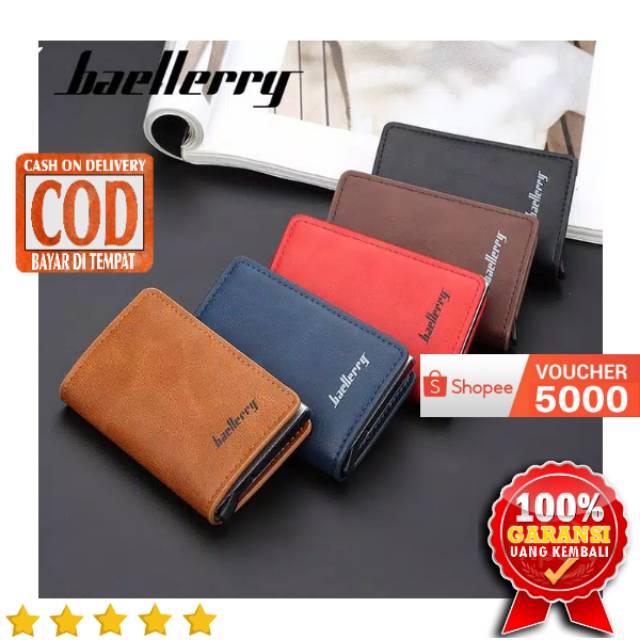 DOMPET MINI PRIA KULIT LIPAT PENDEK KARTU RFID WALLET