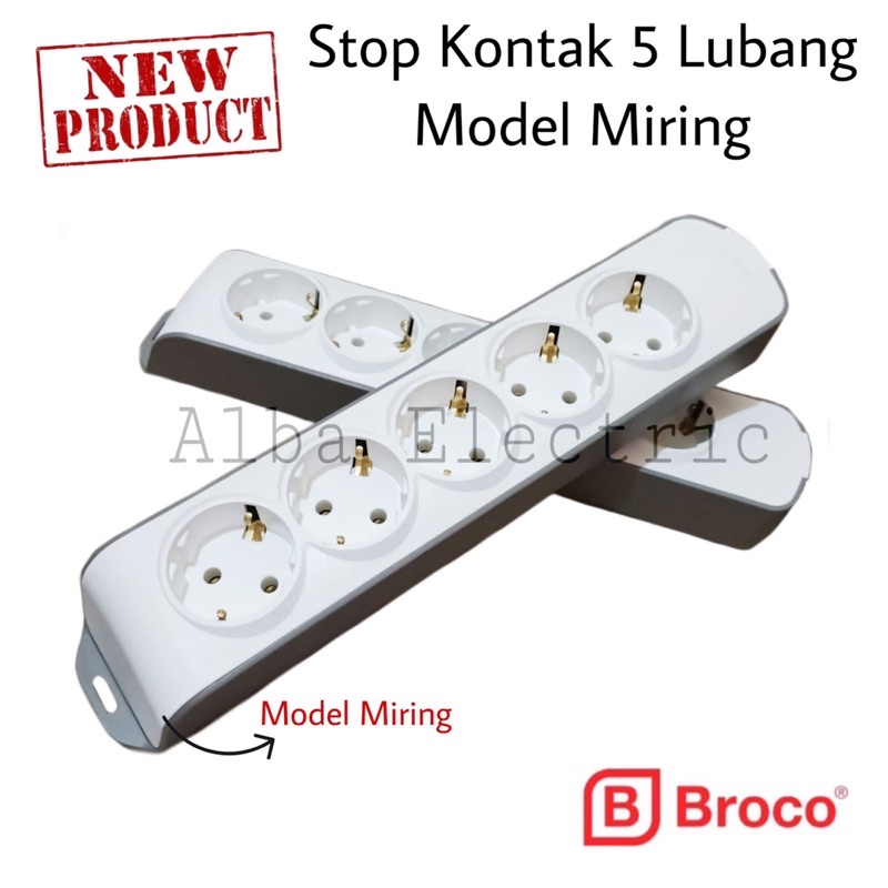 Stop Kontak 5 Lubang BROCO Model Miring Slanting Type Tanpa Kabel OB Stop Kontak Broco 5 Lubang Terminal 5 Lubang Broc