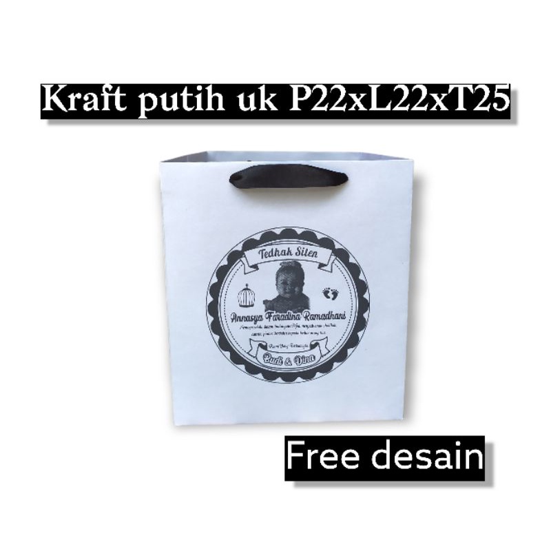 

Paperbag kraft coklat/putih 150gsm P22 x L22 x T22/25 utk kotak nasi 20x20