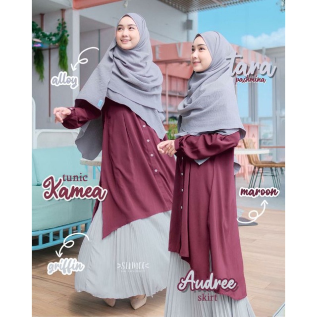 SILMEE kameea tunik | By silmee Indonesia ORI | Tunik syari rok plisket set tunik pashmina syar'i