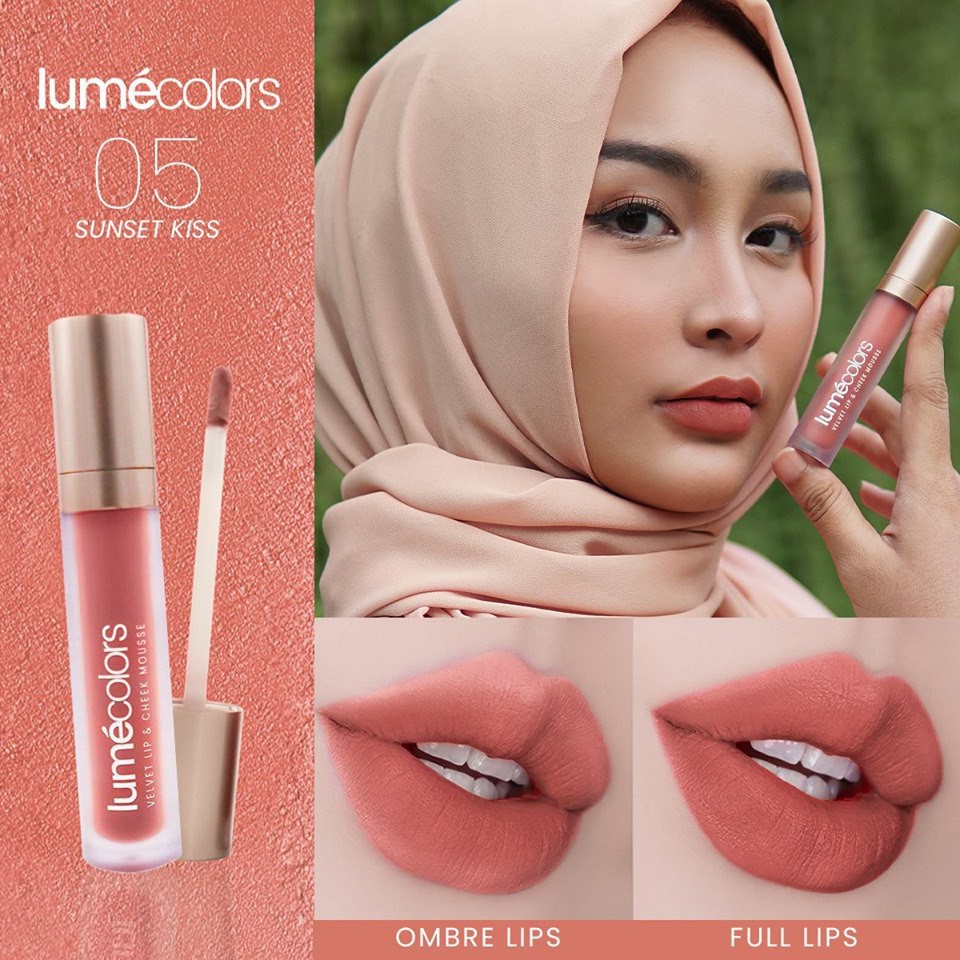 Lumecolors SUNSET KISS VELVET LIP &amp; CHEEK MOUSSE 3 IN 1 by CHRISTINA LIE BPOM HALAL lipstick