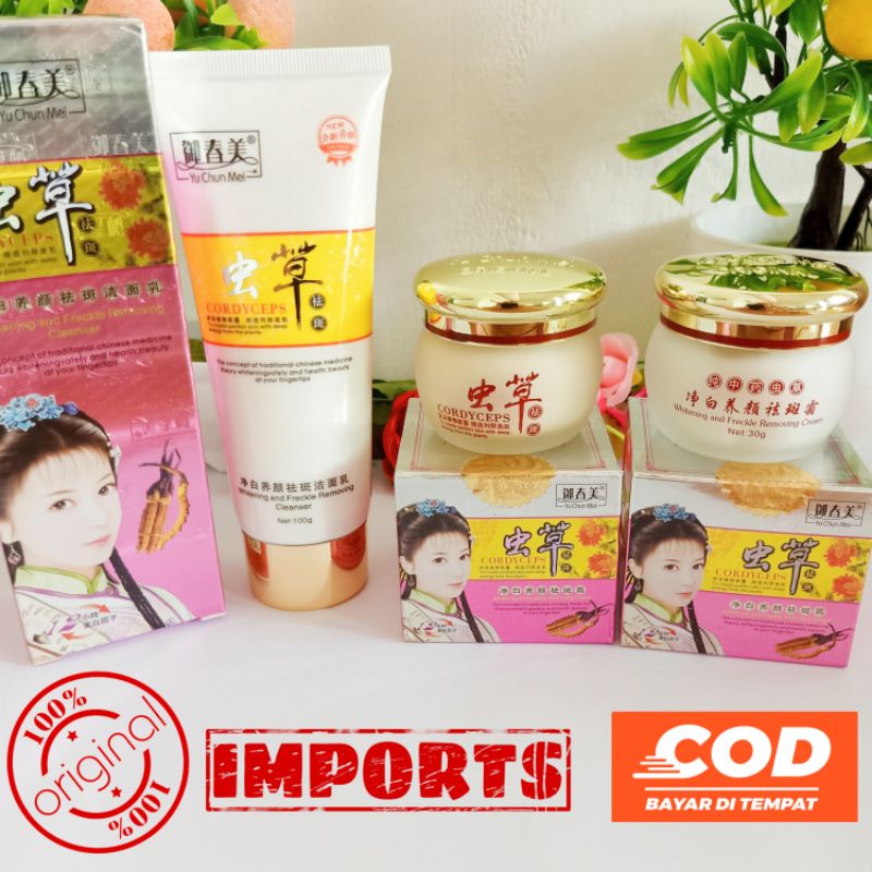 Cordyceps/Yu chun mei Set 3in1 cream siang malam dan sabun