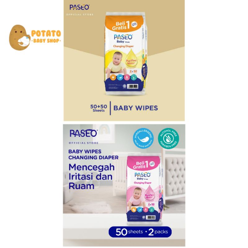 Paseo Baby Tisu Basah Jojoba &amp; Chamomile ( Buy 1 get 1 free)