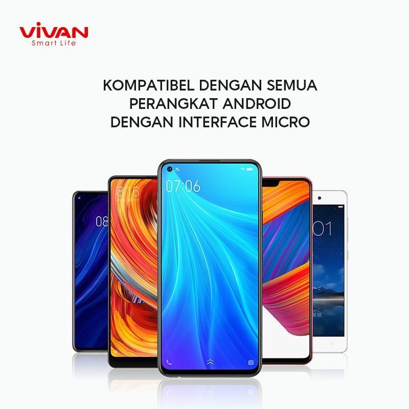 VIVAN VDM100 Kabel Micro USB Android 2.4A LED Light Quick Charge 1M - Garansi Resmi 1 Tahun