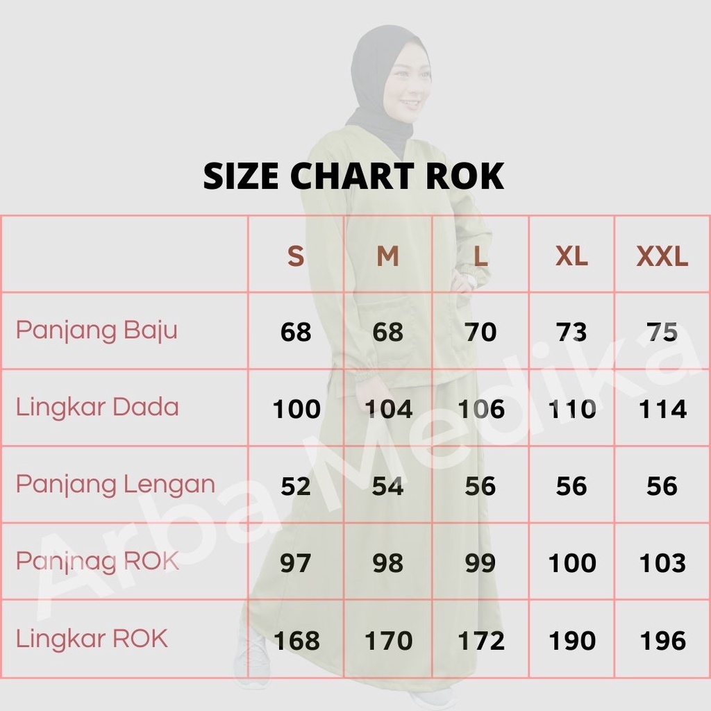 Baju OK OKA ROK dokter jaga perawat petugas medis lengan PANJANG KARET ukuran S M L XL XXL