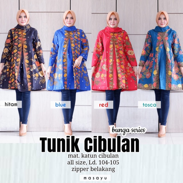 Dress Cibulan Bunga Series Batik Solo Batik Tunik Muslim Kondangan Seragam Kerja Kantoran