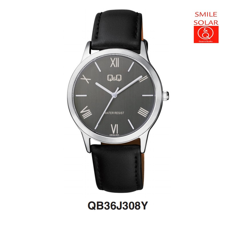 Jam Tangan Pria Stylist Casual Kulit Leather Analog Original Q&amp;Q QnQ QQ QB36 QB36J Series