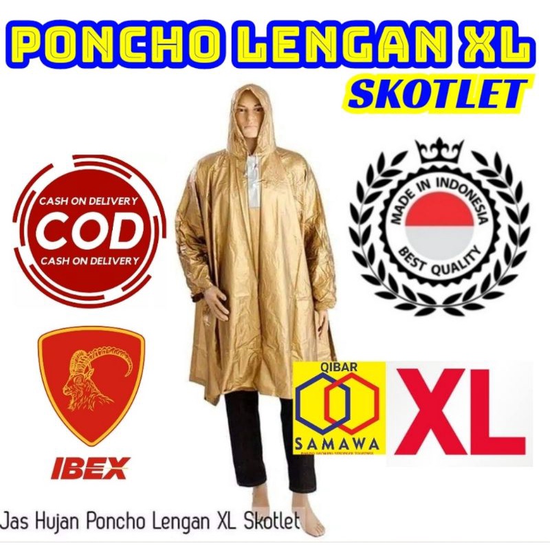 Jas Hujan XL Ponco Lengan XL TEBAL,KUAT, BESAR merk IBEX