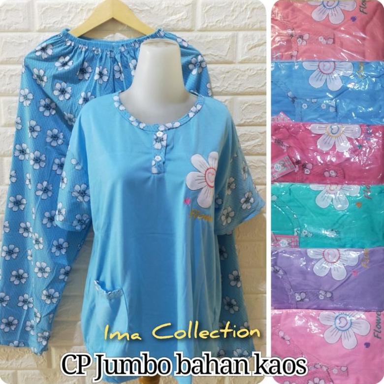 Babydoll Cp Jumbo Xxl Dan 3L Bahan Kaos / Setelan Celana Panjang Lengan Pendek Murah