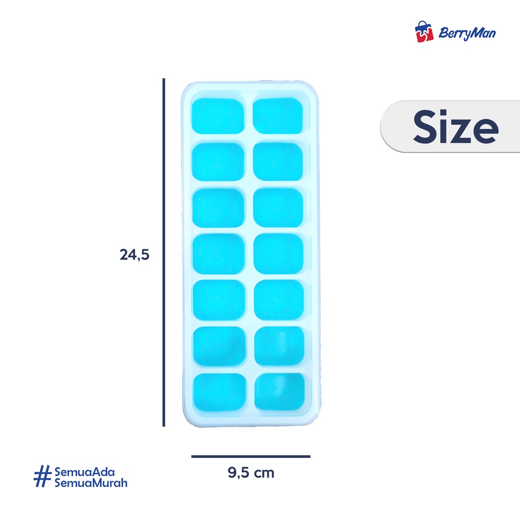 Cetakan Es Batu Silikon Kotak dengan Tutup - Ice Cube Tray isi 14