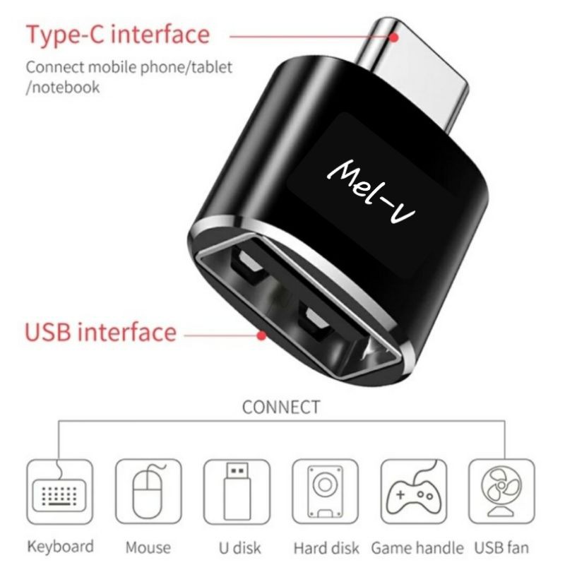 [Mel-V] OTG USB Female to Usb TYPE C Male Converter Adapter Type c BLACK