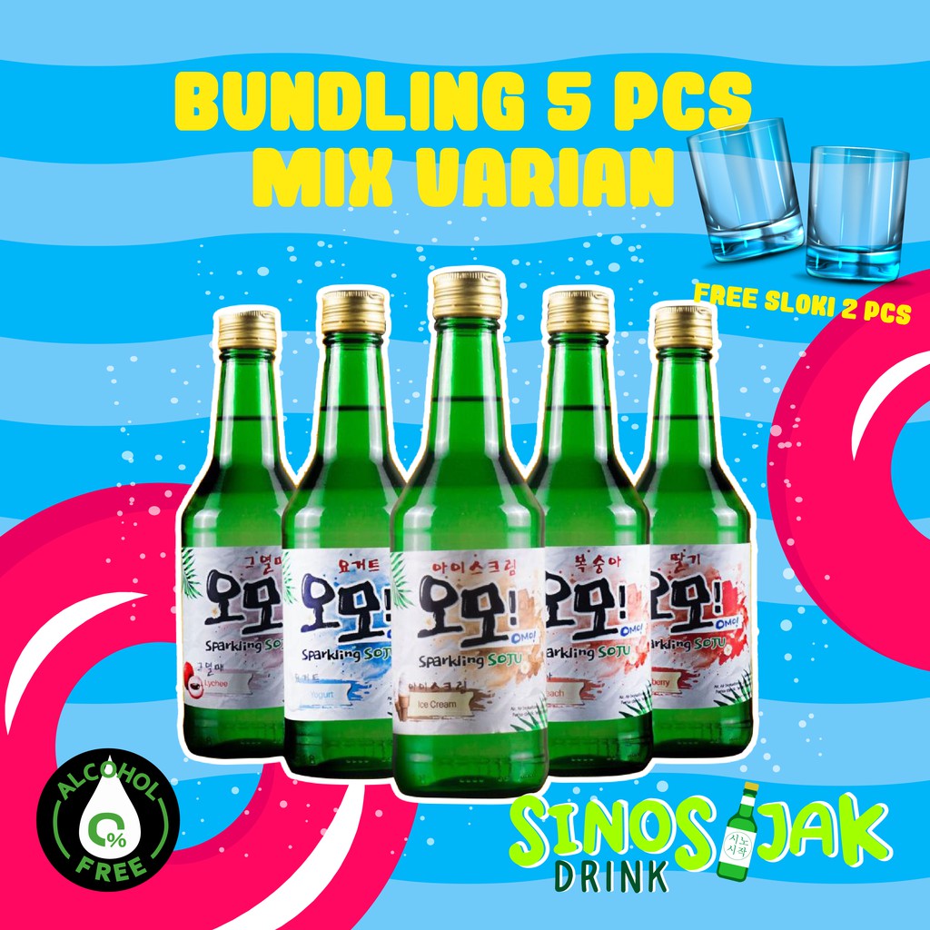 

(Free Sloki 2 Pcs) Paket Bundling 5pcs Mix OMO! Sojuu Non Alkohol