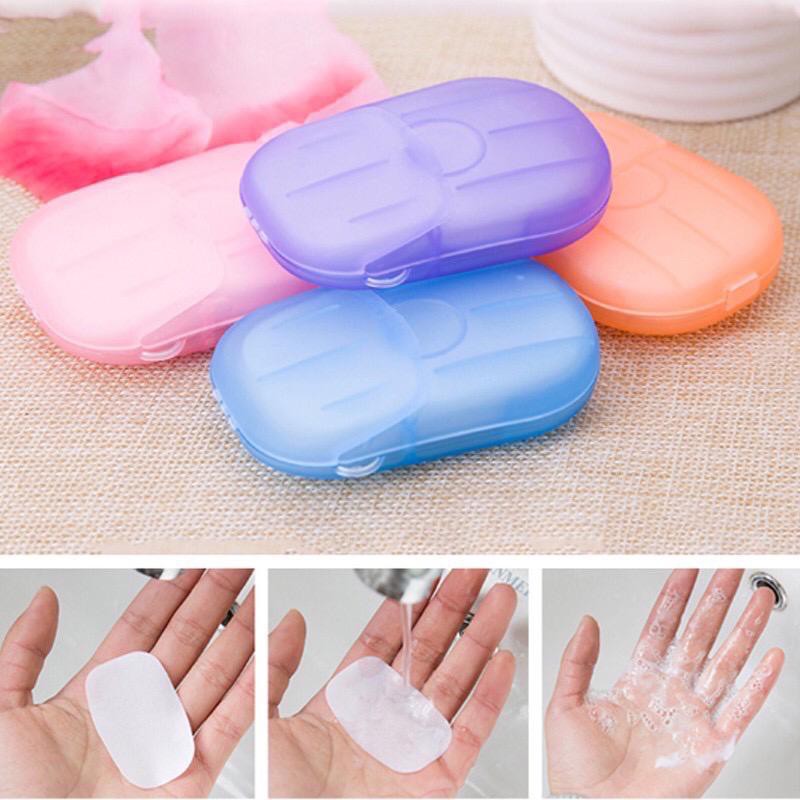 (FO)Disposable Hand Washing Tablet Travel Carry Toilet Soap Paper Sabun Kotak Kertas Sekali Pakai