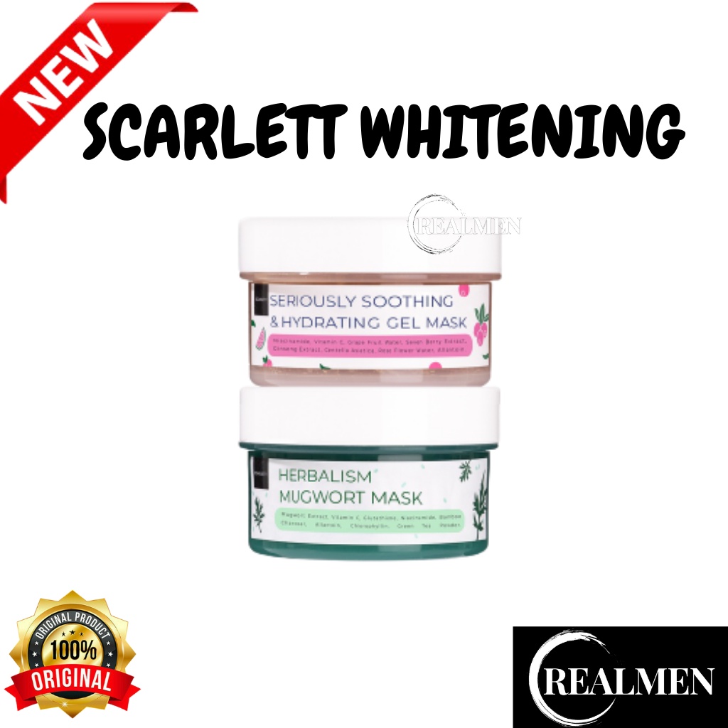 Scarlett Whitening Herbalism Mugwort Mask | Seriously Soothing &amp; Hydrating Gel Mask berry mask | MASKER SCARLETT WHITENING | SCARLETT MASK