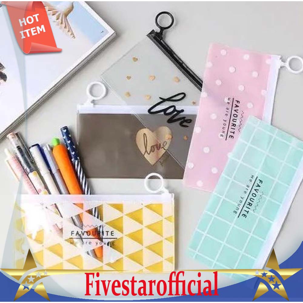 

Tempat Pensil Pulpen Transparan Pouch Kosmetik Ziplock Karakter Serbaguna Zipper Pencil Case - FIVESTAR