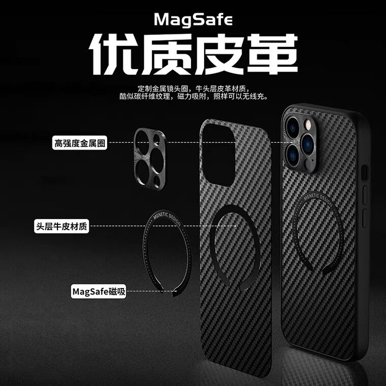 new! ! Magnetic Adsorption iPhone case (For iPhone 11 Pro Max 12 Pro Max 13 Pro Max) Carbon Fiber Leather Matte Composite