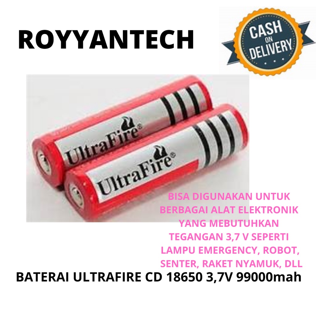 BATERAI ULTRAFIRE 3.7V 99000MAH BATERAI SENTER POLICE