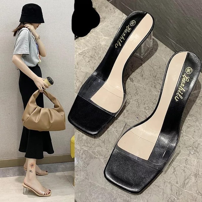 9Cm Heels Glitter L110 / Heels Wedding / Heels Nikah / Heels Warn TE434 Hak Tahu Kaca 7Cm Monalisa