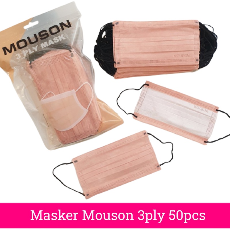Masker mouson 50pcs 3ply/masker dewasa polos/masker earloop