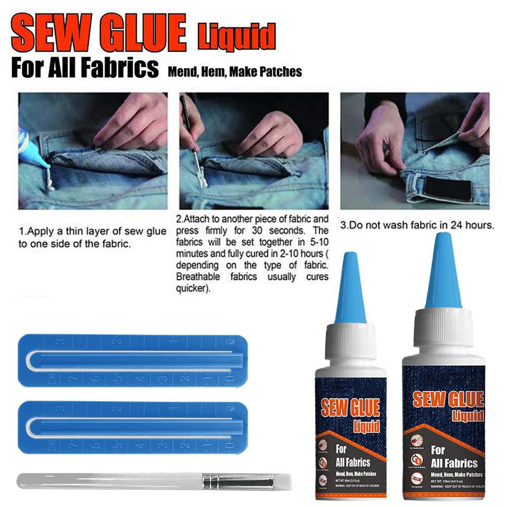 ORIGINAL No Sew Glue Tools Kit Secure Stitch Liquid Sewing Solution Glue Kit