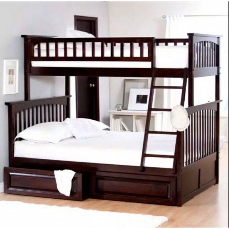 tempat tidur atau ranjang tingkat kayu jati ukuran 160/120 x 200