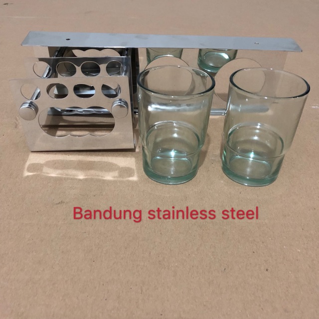 Tempat sikat gigi rak sikat gigi odol plus gelas stainless steel