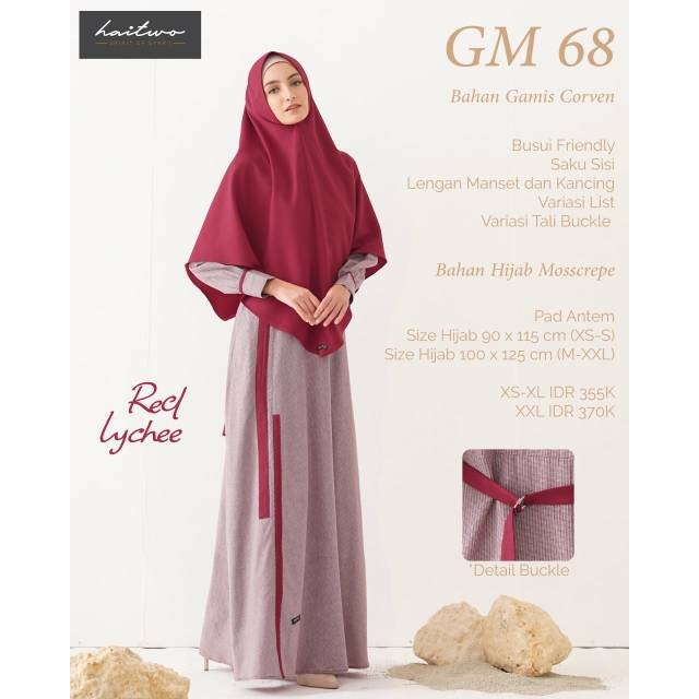 Gamis Haitwo GM 068 Red Lychee / Gamis Haitwo Original / GAMIS HAITWO / BAJU GAMIS HAITWO / GAMIS MO