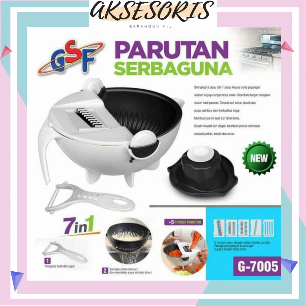 ALAT PARUTAN BASKOM SERBAGUNA / MANGKOK TIRISAN SAYUR SERBAGUNA 7 IN 1 GSF G-7005 / GSF G7005 / GSF 7005