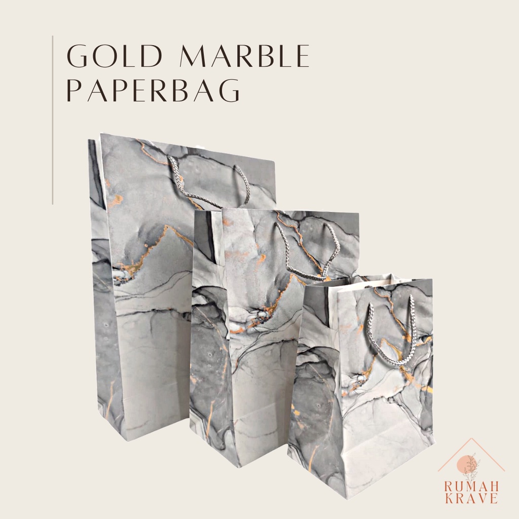 

RUMAH KRAVE - Gold Marble Marmer Paperbag Paper Bag Goodie Bag 30cm