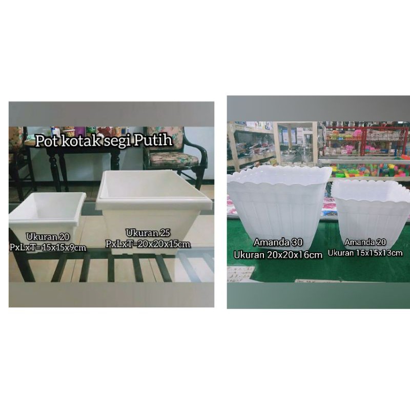 Pot kotak Putih Pot bunga kotak Pot segi Pot bunga segi