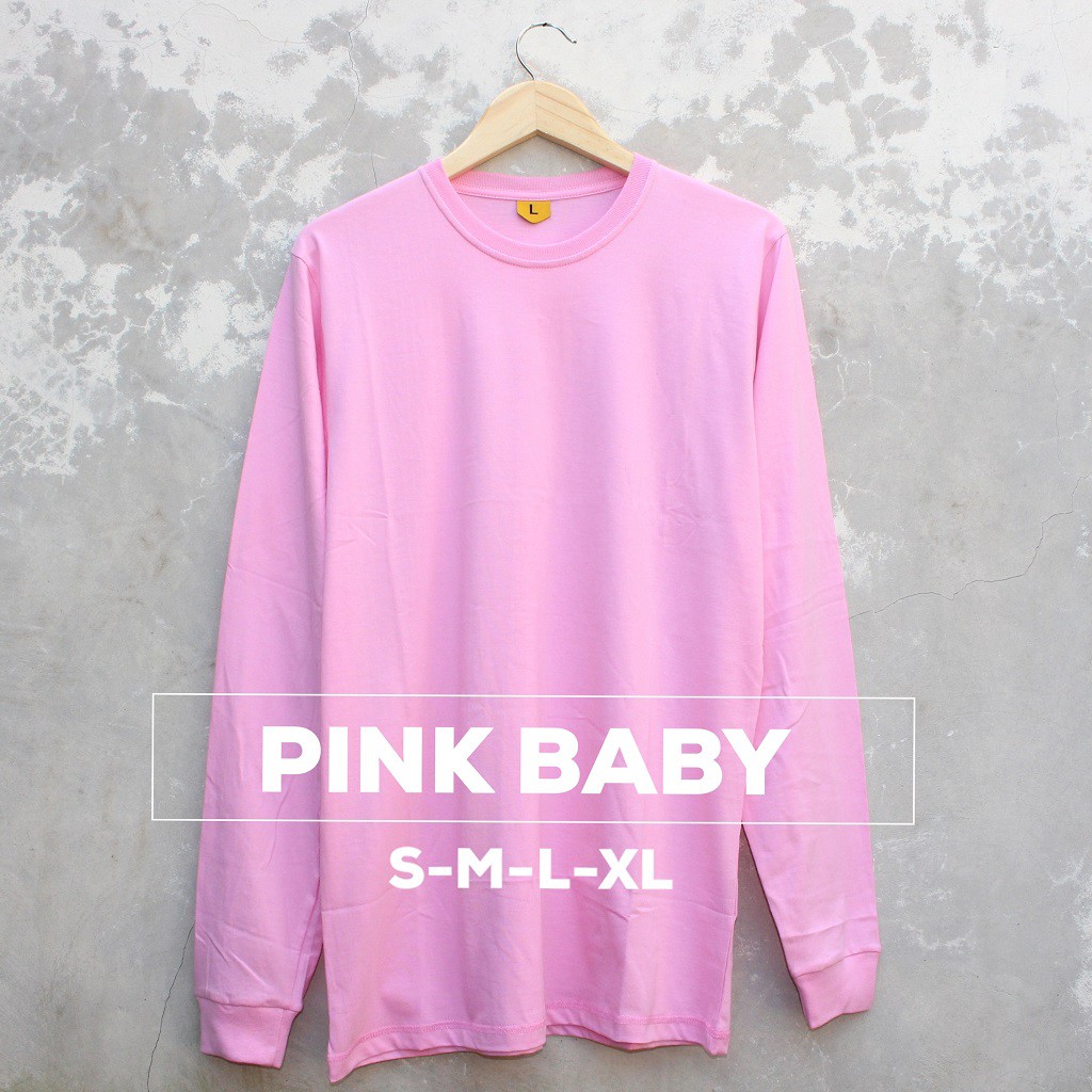 BAJU KAOS POLOS PINK BABY LENGAN PANJANG COTTON COMBED 30S Shopee