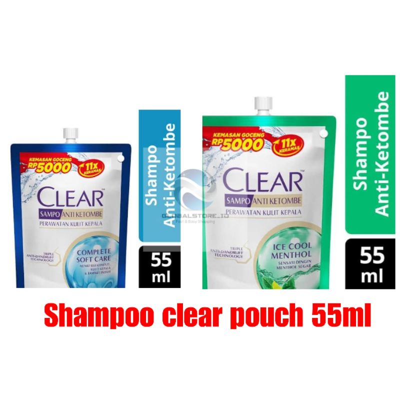 Shampoo clear pouch 55ml hijau / biru