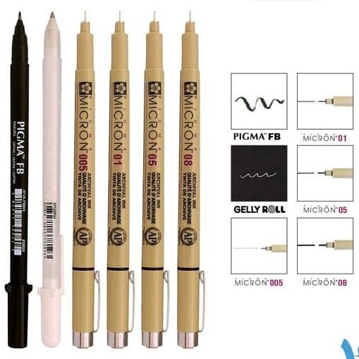 SAKURA Pigma Micron Manga Basic Pen Set of 6