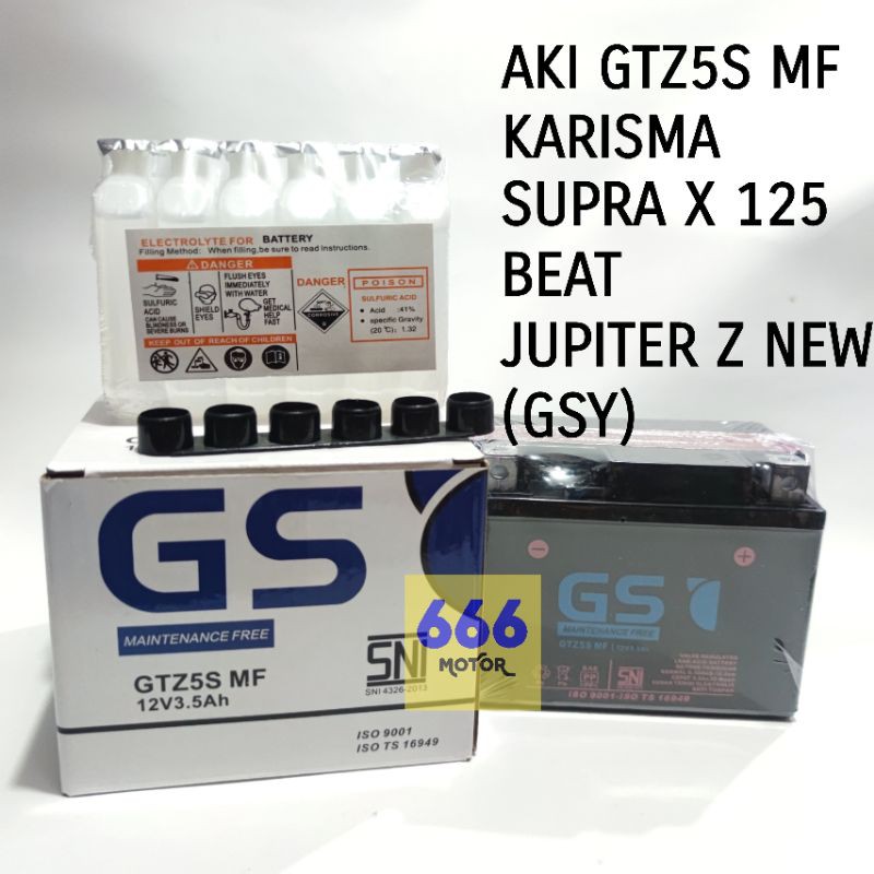 AKI GS Y SEMI KERING GTZ5S SUPRA X 125/KPH/BEAT/JUPITER Z NEW