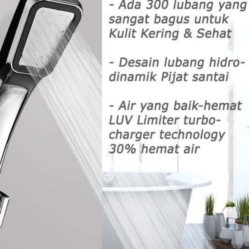 PANCURAN AERATOR Kepala Shower Kamar Mandi 300 Lubang Tekanan Tinggi