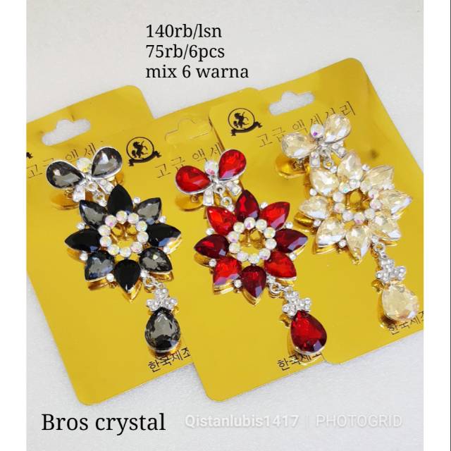 Bros bunga crystal lubang grosir