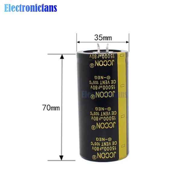 Elco 80 V 15000 UF 35X70 Mm Aluminium Kapasitor Elektrolit Melalui Lubang Kapasitor frekuensi Tinggi