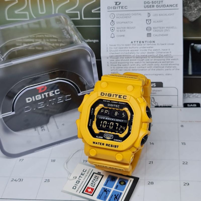 Jam Tangan Pria Digital DIGITEC DG 5012 Rubber Original
