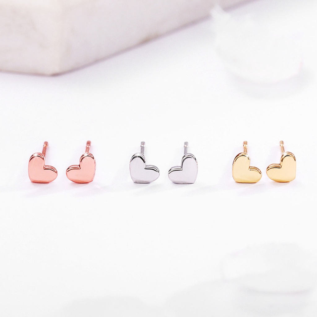 Hu Hu Hu Hu Hu Alat Bantu Pasang Kacamata♡ 1 Pasang Anting Stud Bentuk Hati Permukaan Halus Glossy Untuk Hadiah Perhiasan