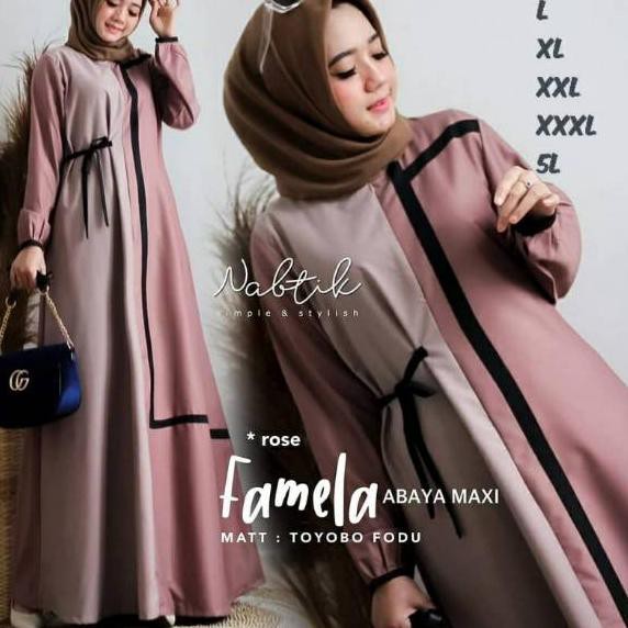 stz>,385   gamis jumbo ukuran L XL XXL XXXL XXXXL LD 100 110 120 130 140 Famela Nabtik