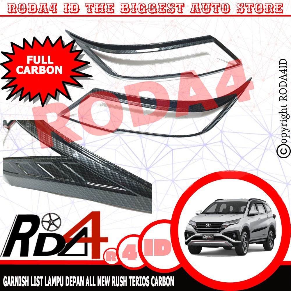 Garnish Lampu Depan / Headlamp CARBON All New RUSH TERIOS 2018 2019 UP