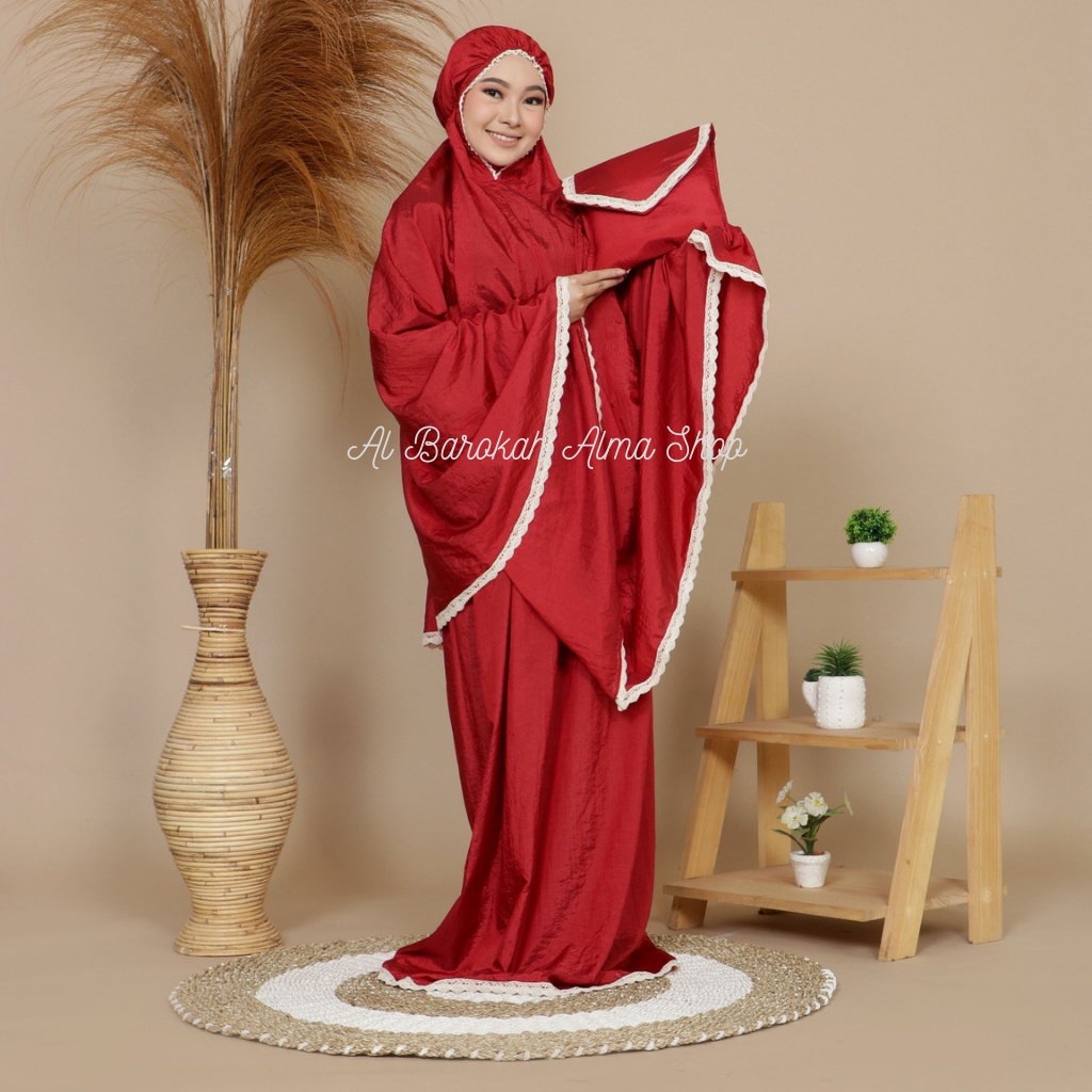 Mukena Dewasa Parasut Polos Traveling Mewah Adem Cantik