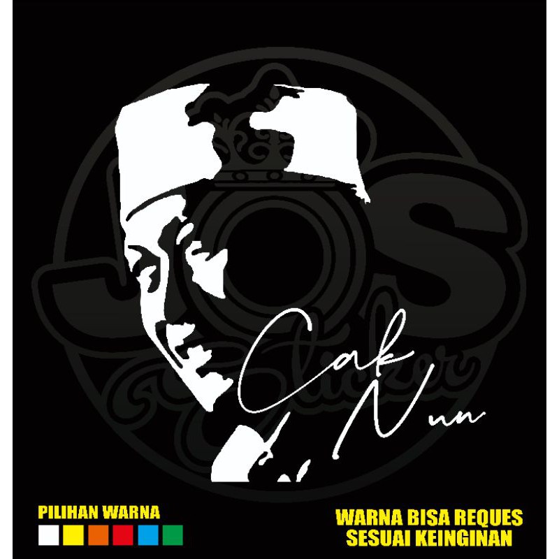 CUTTING STICKER SILUET WAJAH CAK NUN/MBAH NUN, STICKER ULAMA.