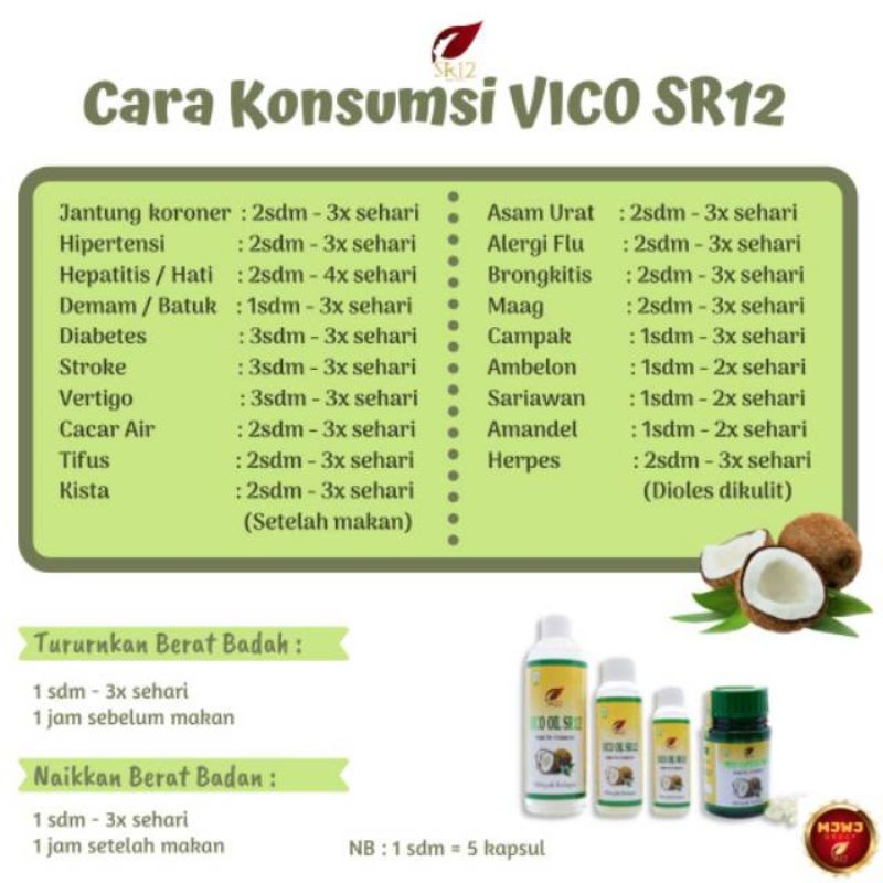 

VICO SR12 MINYAK KELAPA MURNI VIRGIN COCONUT OIL IMUN BOOSTER UNTUK KESEHATAN