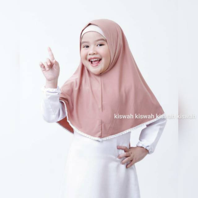 Jilbab Anak Kiswah Renda &quot;BAHAN KAOS TEBAL&quot;