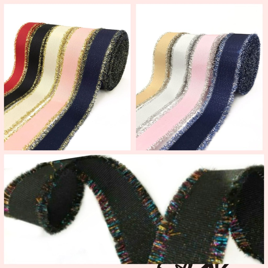 1 YARD  - PITA GROSGRAIN SUWIR GLITTER GOLD AND SILVER | PITA SUWIR GLITTER