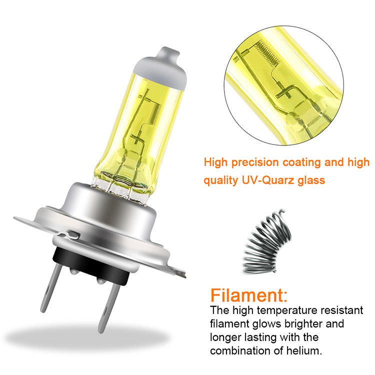 2pcs Lampu Halogen H1 H3 H4 H7 H8 H9 H11 Hb3 Hb4 55w 12v 3000k Warna Kuning Untuk Fog Lamp Mobil / Motor