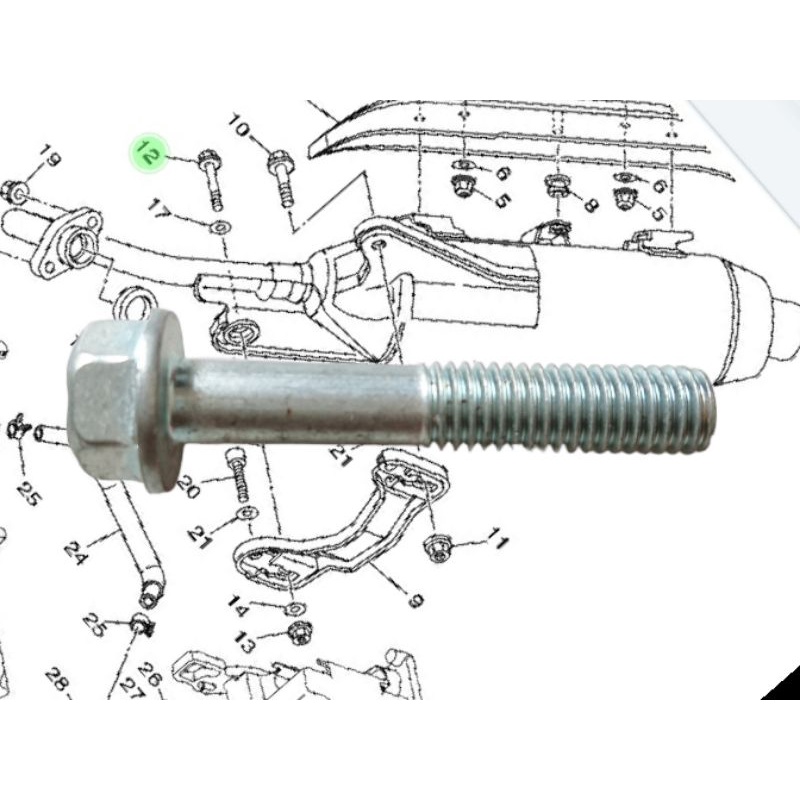baut pegangan knalpot bawah mio sporty soul smile fino karbu